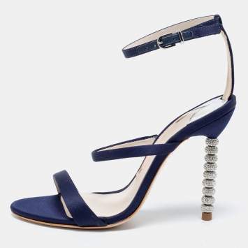 Pre Owned Sophia Webster Navy Blue Satin Rosalind Ankle Strap Sandals Size 36