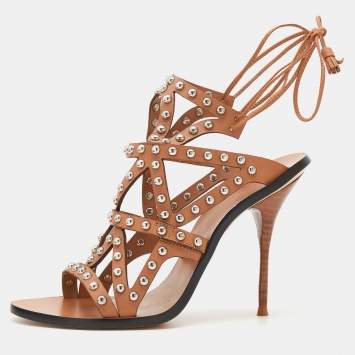 Pre Owned Sophia Webster Brown Leather Strappy Sandals Size 40
