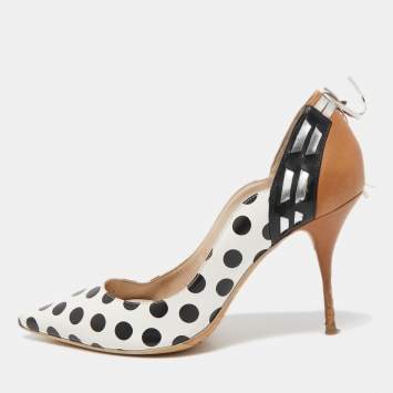 Pre Owned Sophia Webster Tricolor Polka Dot Leather Liberty Pointed Toe Pumps Size 39