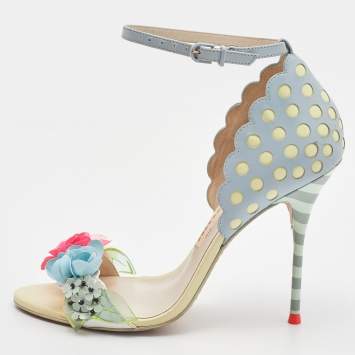 Pre Owned Sophia Webster Multicolor Leather Lilico Floral Embellished Ankle Strap Sandals Size 37