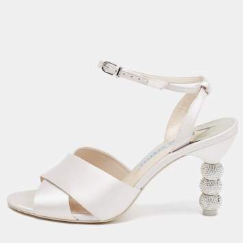 Pre Owned Sophia Webster Light Pink Satin Criss Cross Ankle Strap Sandals Size 39.5