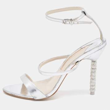 Pre Owned Sophia Webster Silver Leather  Ankle Strap Sandals Size 39