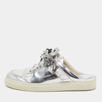 Pre Owned Sophia Webster Silver Leather Lilico  Jessie Sneaker Mules Size 38