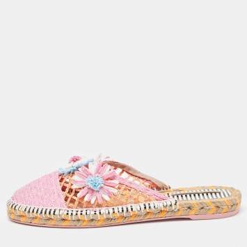 Pre Owned Sophia Webster Pink Raffia Mule Espadrilles Size 41.5