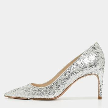 Pre Owned Sophia Webster Silver Glitter Rio Pumps Size 35