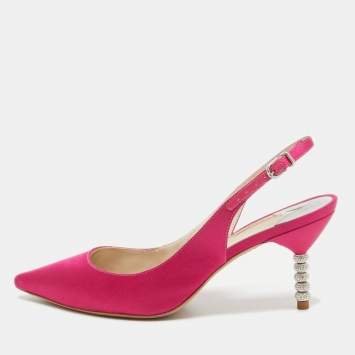 Pre Owned Sophia Webster Pink Satin Tyra Slingback Pumps Size 38