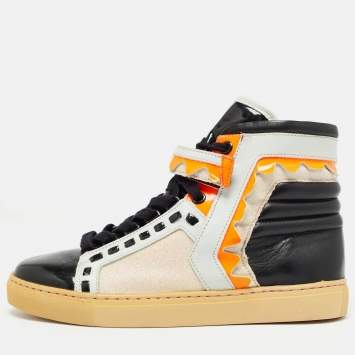Pre Owned Sophia Webster Multicolor Leather and Glitter Riko High Top Sneakers Size 36