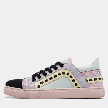 Pre Owned Sophia Webster Multicolor Leather and Suede Riko Sneakers Size 37