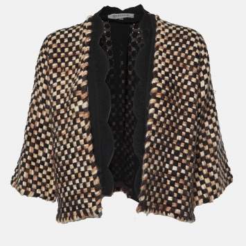 Pre Owned Sportmax Multicolor Checked Wool Blend Open Front Jacket S