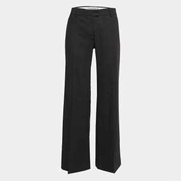 Pre Owned Sportmax Black Wool Straight Leg Trousers M
