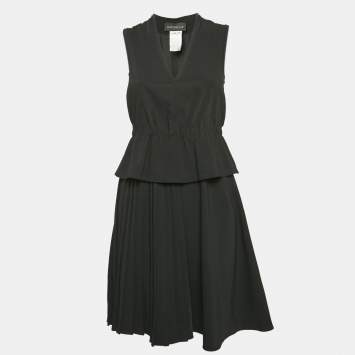 Pre Owned Sportmax Black Crepe Sleeveless Mini Dress XS