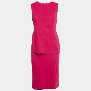 Pre Owned Sportmax Fuchsia Pink Jersey Sleeveless Knee-Length Dress M
