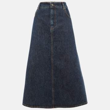 Pre Owned Sportmax Blue Denim Long Skirt L