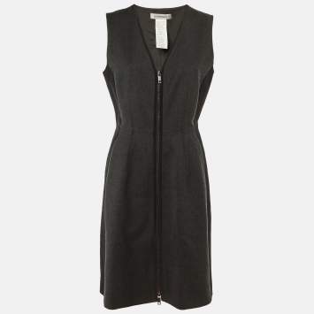 مملوكة مسبقًا Sportmax Grey/Black Wool Sleeveless Dress M