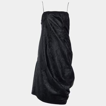 Pre Owned Sportmax Black Floral Print Synthetic Sleeveless Dress M