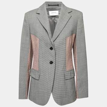 Pre Owned Sportmax Black & Pink Patterned Wool Single-Breasted Blazer M