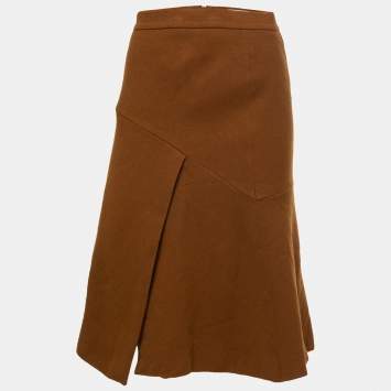 Pre Owned Sportmax Brown Wool A-Line Skirt M