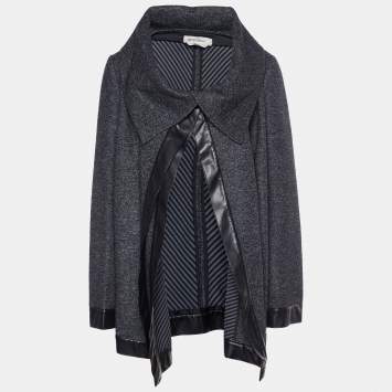 Pre Owned Sportmax Black Wool Layered Short Coat M