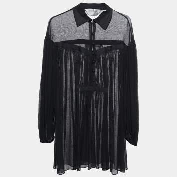 Pre Owned Sportmax Black Cotton Gauze Long Sleeve Tunic XS