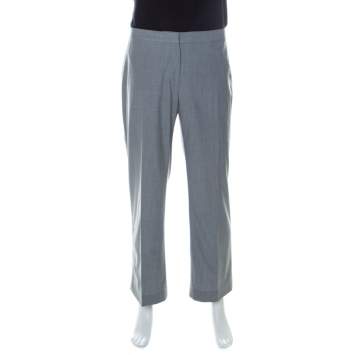Pre Owned St. John Grey Wool Blend Straight Fit Trousers XL
