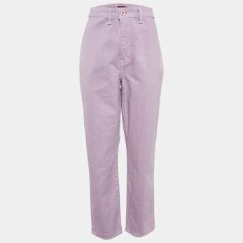 Pre Owned Staud Purple Lilac Denim Straight Leg Jeans L Waist 31"