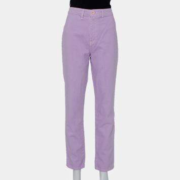 Pre Owned STAUD Lilac Denim Contrast Pocket Detail High Rise Jeans M