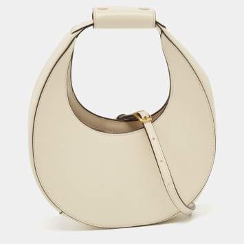 Pre Owned Staud Off-White Leather Mini Moon Bag