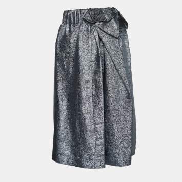 Pre Owned Stella McCartney Blue Lurex Midi Skirt M
