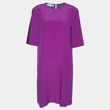 Pre Owned Stella McCartney Purple Silk Overlap Dress M