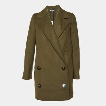 Pre Owned Stella McCartney Khaki Green Wool Double Breasted Overcoat S