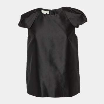 Pre Owned Stella McCartney Black Taffeta Short Sleeve Top S