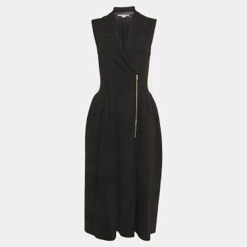 Pre Owned Stella McCartney Black Stretch Knit Collared Midi Dress M