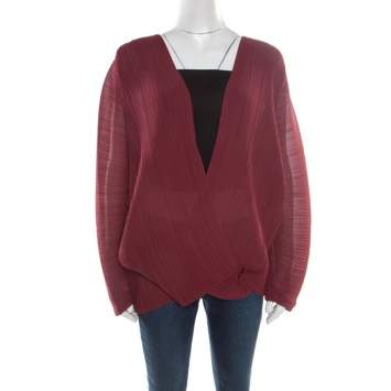 Pre Owned Stella McCartney Bordeaux Plisse Wrap Top S