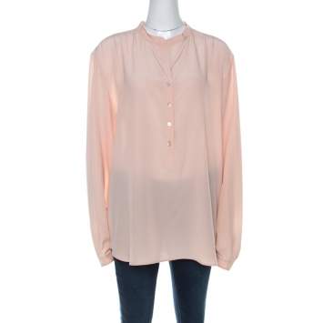 Pre Owned Stella McCartney Pale Pink Silk Full Sleeve Rose Eva Shirt XL