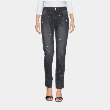 Pre Owned Stella McCartney Black Denim Heart Embroidered Jeans S (SIZE 25)