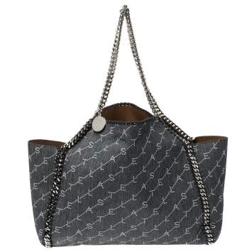 Pre Owned Stella McCartney Blue/Brown Monogram Fabric Falabella Reversible Tote 