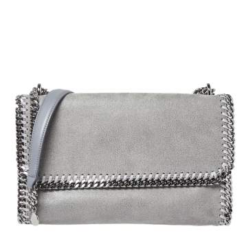 مملوكة مسبقًا Stella McCartney Grey Faux Leather Falabella Flap Shoulder Bag