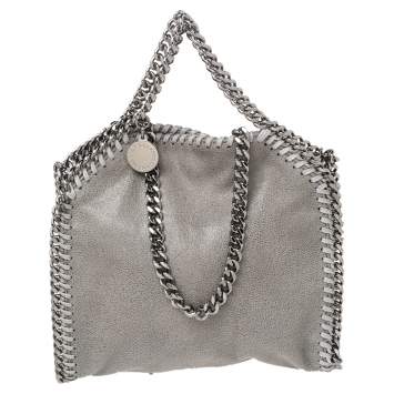 Pre Owned Stella McCartney Grey Faux Leather Tiny Falabella Crossbody Bag
