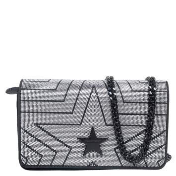 Pre Owned Stella McCartney Black Quilted Velvet Studded Stella Star Crossbody Bag