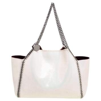 مملوكة مسبقًا Stella McCartney White Iridescent Faux-Leather Reversible Tote 