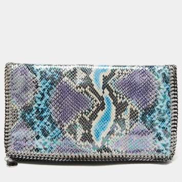 Pre Owned Stella McCartney Multicolor Faux Python Leather Falabella Fluo Fold-Over Zip Clutch