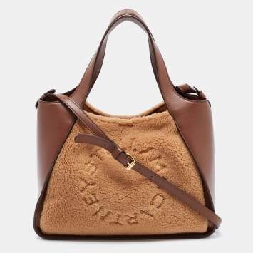 Pre Owned Stella McCartney Brown/Beige Shearling and Leather Teddy Logo Tote
