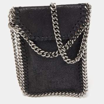 Pre Owned Stella McCartney Black Faux Leather Falabella Phone Crossbody Bag