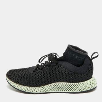 مملوكة مسبقًا Stella McCartney adidas Alphaedge 4D Size 40.5 Black Knit Fabric Lace Up Sneakers
