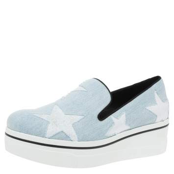 مملوكة مسبقًا Stella McCartney Blue Denim Star Binx Platform Sneakers Size 40