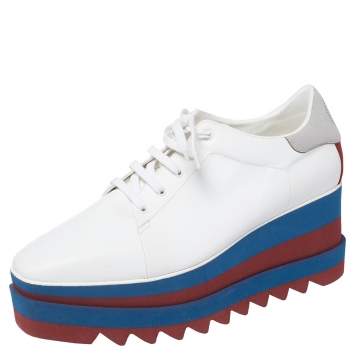 Pre Owned Stella McCartney White Faux Leather Elyse Platform Derby Size 41