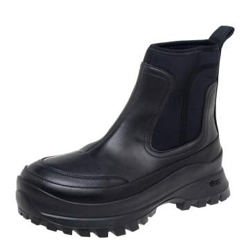 Pre Owned Stella McCartney Black Faux Leather and Fabric Chelsea Boots Size 39