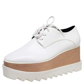 Pre Owned Stella McCartney White Faux Leather Elyse Platform Sneakers Size 36