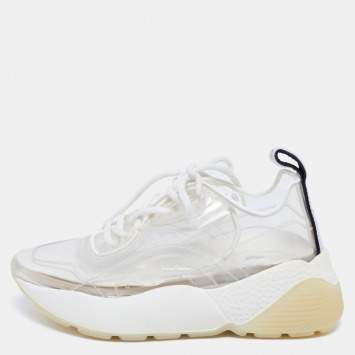 Pre Owned Stella McCartney White PVC And Faux Leather Eclypse Sneakers Size 36