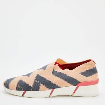 Pre Owned Stella McCartney Beige/Grey Elastic Slip on Sneakers Size 41